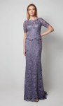 Alyce Paris 27555 Floral Lace Sheer Short Sleeves Gown