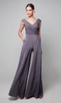 Alyce Paris 27559 Faille Cap Sleeves Wide Leg Jumpsuit