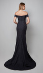 Alyce Paris 27578 Jacquard Straight Neck Off Shoulder Gown