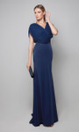 Alyce Paris 27591 Stretch Crepe V-Neck Short Sleeves Gown
