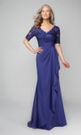 Alyce Paris 27595 Stretch Crepe Lace Scalloped V-Neck Gown