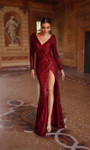 Alyce Paris 27688 Sequins V-Neck Long Sleeve Sheath Gown