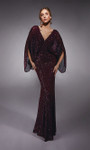 Alyce Paris 27703 Linear Sequins V-Neck Cape Sleeves Gown