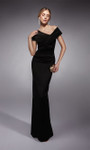 Alyce Paris 27710 Textured Charmeuse Asymmetric Neck Gown