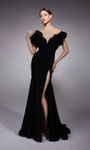 Alyce Paris 27714 Georgette Ruffle Off Shoulder Sleeve Gown