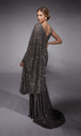 Alyce Paris 27718 Linear Sequins One-Shoulder Cape Gown