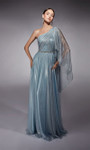 Alyce Paris 27719 Metallic Chiffon One Shoulder Pleated Gown