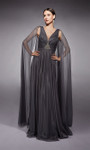 Alyce Paris 27720 Metallic Chiffon Plunging V-Neck Gown