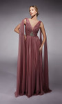 Alyce Paris 27720 Metallic Chiffon Plunging V-Neck Gown