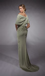 Alyce Paris 27748 Metallic Satin Short Sleeves Sheath Gown