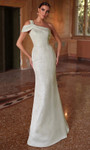 Alyce Paris 27749 Jacquard Cold Shoulder Sleeve Sheath Gown