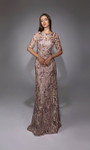 Alyce Paris 27819 Lace Floral Sequin Pattern High Neck Gown