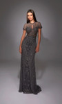 Alyce Paris 27823 Beaded Illusion Neck Short Sleeves Gown