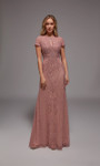 Alyce Paris 27823 Beaded Illusion Neck Short Sleeves Gown