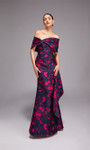 Alyce Paris 27832 Jacquard Floral Off Shoulder Long Gown