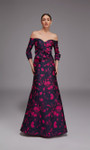 Alyce Paris 27833 Jacquard Floral Pattern Off Shoulder Gown