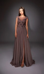 Alyce Paris 27842 Chiffon Lace Bateau Neck Cap Sleeve Gown