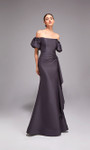 Alyce Paris 27863 Stretch Mikado Short Puff Sleeve Gown