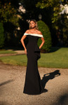 Alyce Paris 27877 Italian Knit Satin Off Shoulder Long Gown