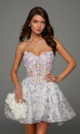 Alyce Paris 30086 3D Flower Cat-Eye Neck Pocket Short Dress