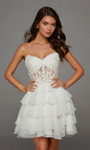 Alyce Paris 30109 Chiffon Ruffle Sweetheart Neck Short Dress
