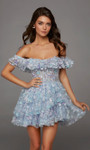 Alyce Paris 30115 3D Flower Ruffles Off Shoulder Short Dress