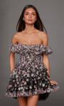 Alyce Paris 30115 3D Flower Ruffles Off Shoulder Short Dress