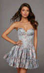 Alyce Paris 30118 Print Jacquard Sweetheart Neck Short Dress