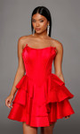 Alyce Paris 30123 Satin Chiffon Scooped Neck Short Dress