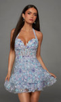 Alyce Paris 30128 3D Flower Halter Neckline Short Dress