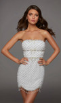Alyce Paris 40153 Mesh Straight Neck Strapless Short Dress