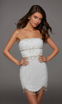 Alyce Paris 40153 Mesh Straight Neck Strapless Short Dress