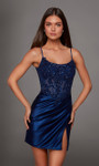 Alyce Paris 40162 Stretch Satin Scooped Neckline Short Dress