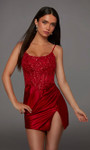 Alyce Paris 40162 Stretch Satin Scooped Neckline Short Dress