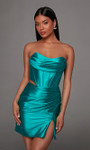 Alyce Paris 40187 Stretch Satin Cowl Neckline Short Dress