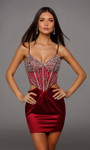 Alyce Paris 40218 Stretch Satin Cat-eye Neck Short Dress