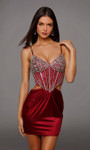 Alyce Paris 40218 Stretch Satin Cat-eye Neck Short Dress