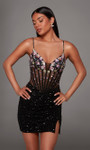 Alyce Paris 40238 Hand Beaded Plunging Neckline Short Dress