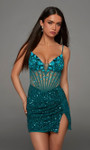 Alyce Paris 40238 Hand Beaded Plunging Neckline Short Dress