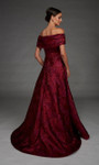 Alyce Paris 27884 Jacquard Off Shoulder Neck A-Line Dress