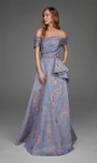 Alyce Paris 27893 Jacquard Off The Shoulder Waterfall Dress