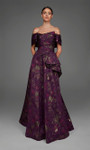 Alyce Paris 27893 Jacquard Off The Shoulder Waterfall Dress