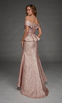 Alyce Paris 27899 Jacquard Off The Shoulder Waterfall Dress