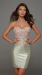 Alyce Paris 40145 Satin 3D Flower Strapless Short Dress