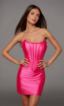 Alyce Paris 40214 Stretch Satin Ruffle Strapless Short Dress