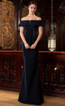 Alexander by Daymor 1577 Fold Off-shoulder Cap Sleeves Gown