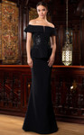 Alexander by Daymor 1577 Fold Off-shoulder Cap Sleeves Gown