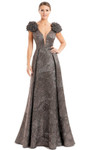 Alexander by Daymor 1651F22 Metallic Ruffled Cap Sleeve Gown