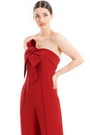 Alexander by Daymor 1678F22 Strapless Folded Neck Jumpsuit