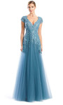 Alexander by Daymor 1755S23 Lace V-neck Short Sleeves Gown